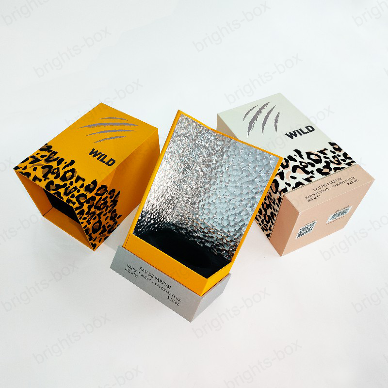 Flocking Rigid box Chinese manufacturer Special Paper Perfume packaging Hot stamping