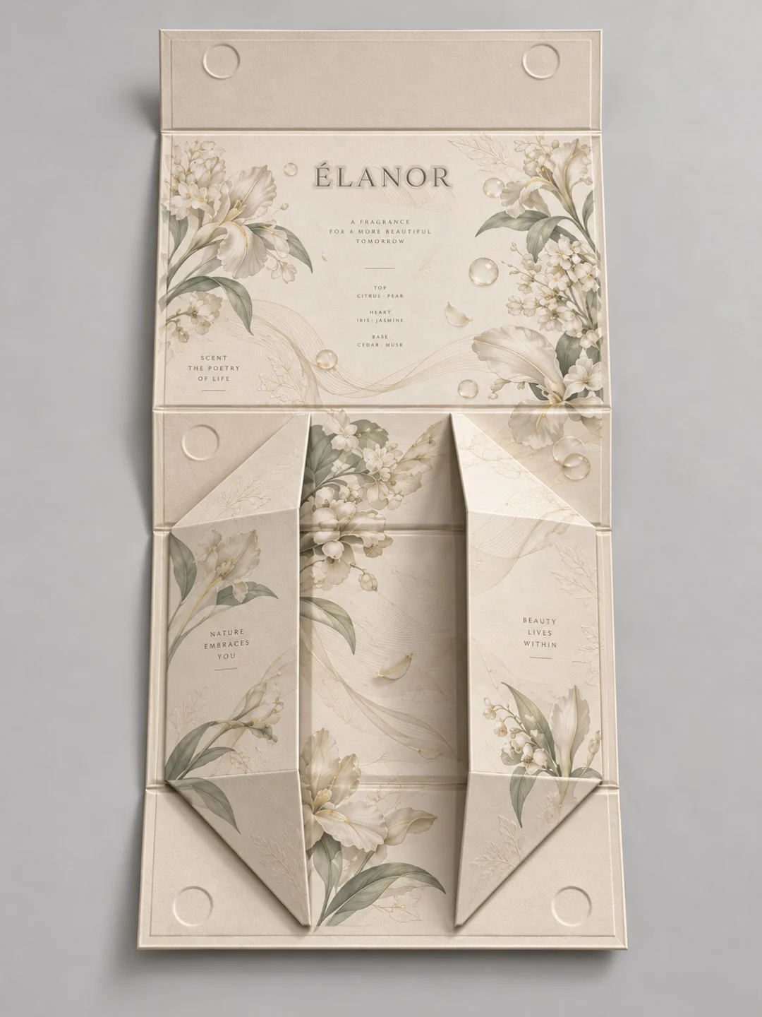 Folding Relief Paper Rigid boxes Cosmetic Perfume Gift Packaging