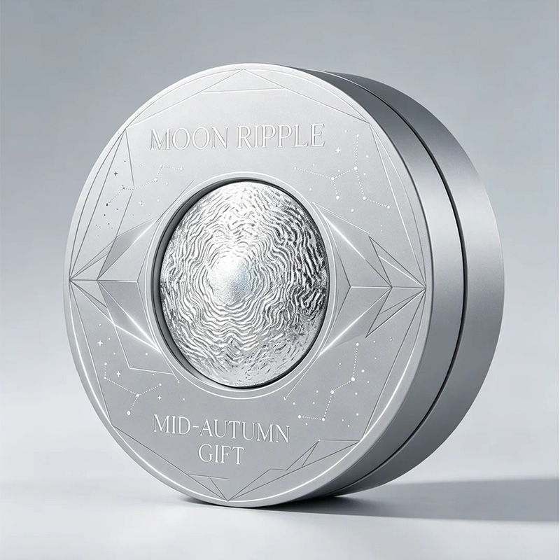 Luxury Round Moon Design Mid-Autumn Festival Gift Box Premium Rigid Mooncake Packaging with Custom Logo for Holiday Gifting - Image 2