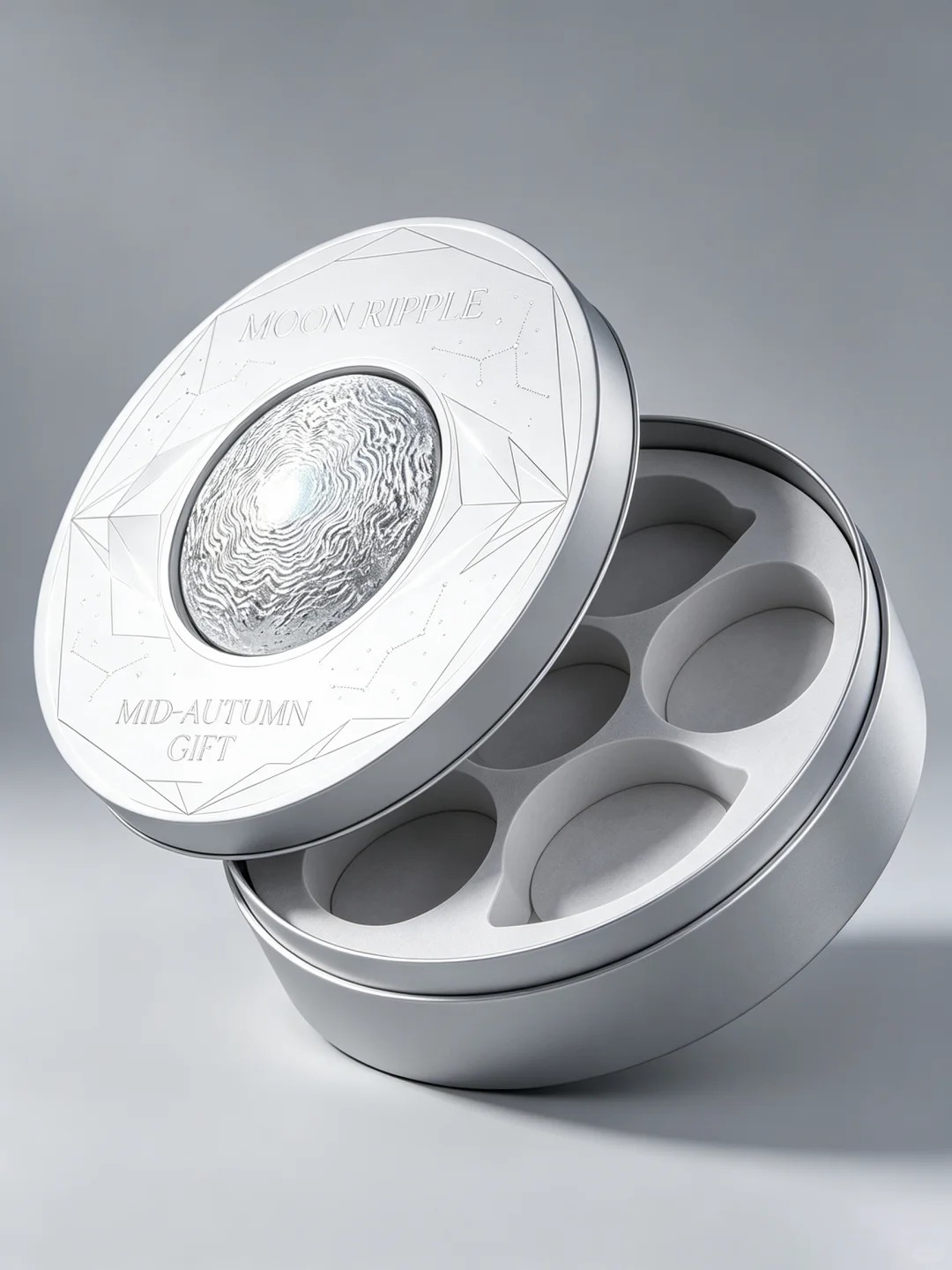 Luxury Round Moon Design Mid-Autumn Festival Gift Box Premium Rigid Mooncake Packaging with Custom Logo for Holiday Gifting - Image 3